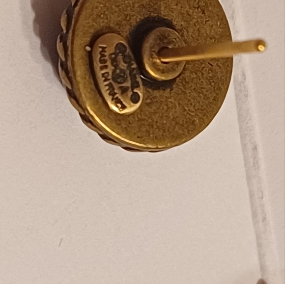 100% Authentic CHANEL Earrings Old Vintage Pierced Black Gold Made in France - Picture 4 of 14